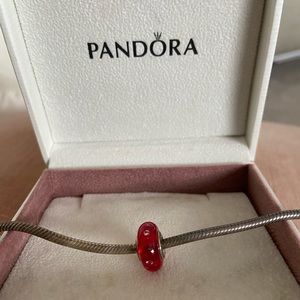 Red glass Pandora charm—brand new!